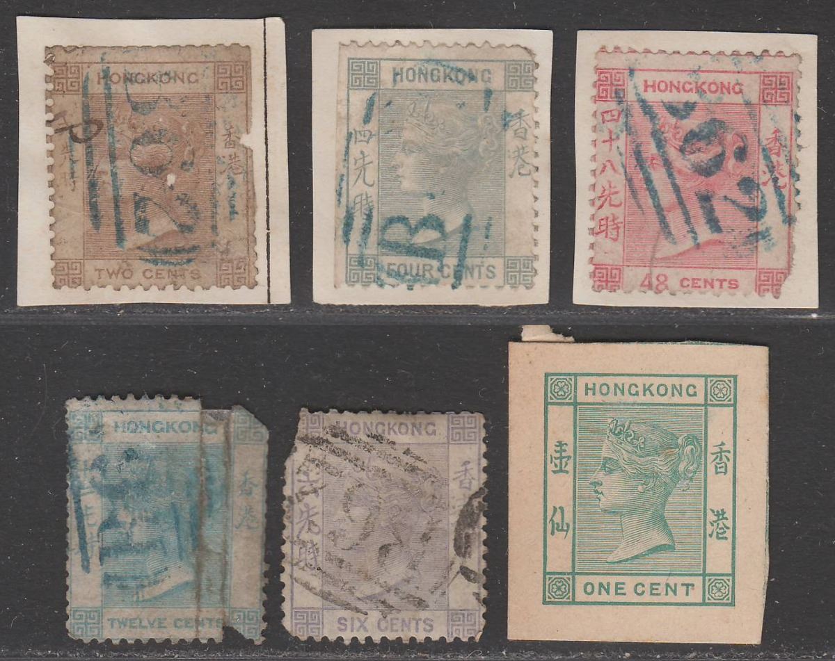 Hong Kong Queen Victoria Faulty Selection to 30c Used with B62 postmarks faulty