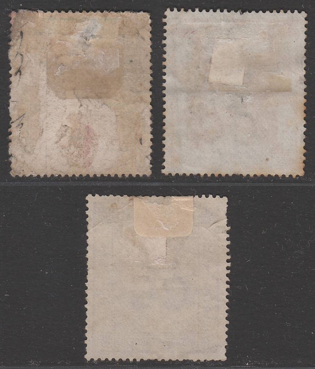Hong Kong 1867-85 QV Revenue Stamp Duty 3c, 3c, 50c Used