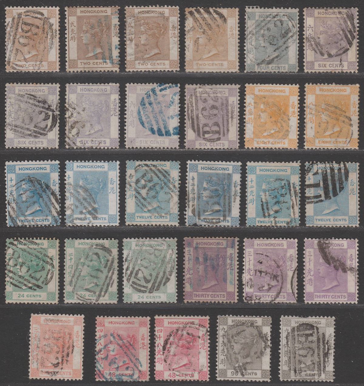 Hong Kong 1863-71 Queen Victoria Selection to 96c Used Good Range of Shades