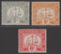 Click for more photos and details Hong Kong 1938 KGVI Postage Due wmk Sideways 2c, 4c, 6c Mint SG D6-D8