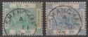 Click for more photos and details Hong Kong 1885 QV 10c Green, 5c Blue Used with SHANGHAE Postmarks