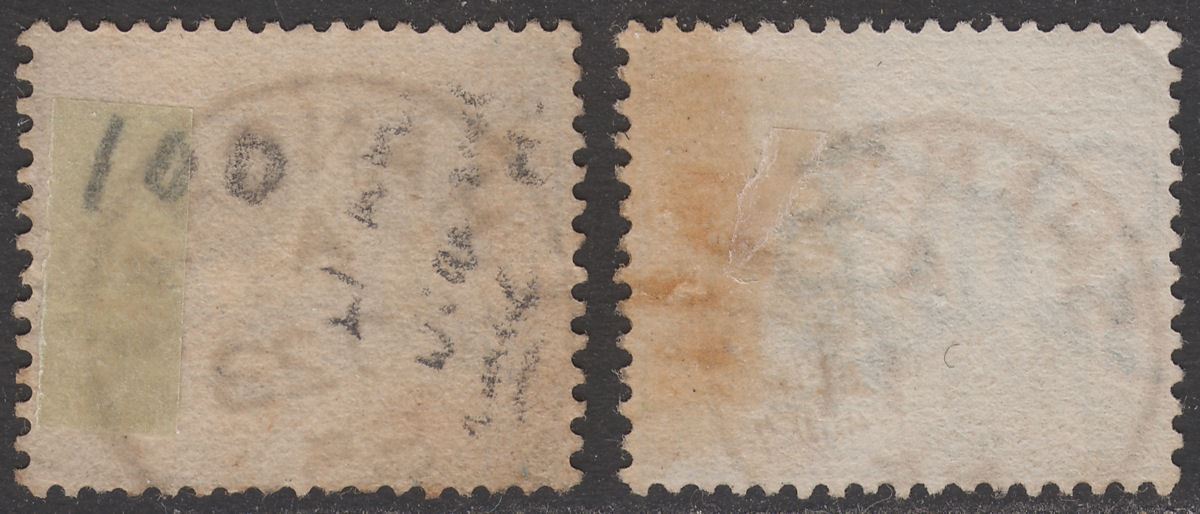 Hong Kong 1885 QV 10c Green, 5c Blue Used with SHANGHAE Postmarks
