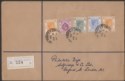 Hong Kong 1938 KGVI 25c, 4c x2, 2c, KGV 5c Used on Registered First Day Cover