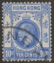 Click for more photos and details Hong Kong 1912 KGV 10c Blue Used with SYDNEY arrival postmark SG105