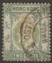 Click for more photos and details Hong Kong 1904 KEVII 2c Green Used w General Post Office Postmark stamp faulty