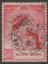 Click for more photos and details Hong Kong 1948 KGVI Royal Silver Wedding $10 Carmine Postal Used SG172 cat £130