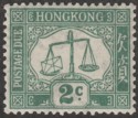 Hong Kong 1923 KGV Postage Due 2c Green wmk Upright Mint SG D2