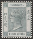 Click for more photos and details Hong Kong 1896 QV 4c Slate-Grey Mint SG34