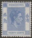 Hong Kong 1946 KGVI 30c Blue Mint SG152