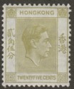 Click for more photos and details Hong Kong 1946 KGVI 25c Pale Yellow-Olive Mint SG150