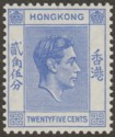 Click for more photos and details Hong Kong 1938 KGVI 25c Bright Blue Mint SG149
