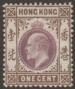 Click for more photos and details Hong Kong 1903 KEVII 1c Dull Purple and Brown Mint SG62