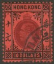 Click for more photos and details Hong Kong 1912 KGV $10 Purple and Black on Red Used SG116 cat £110