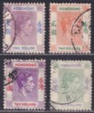 Hong Kong 1938-52 King George VI $1, $2, $2, $10 Used