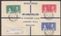 Hong Kong 1937 KGVI Coronation Registered First Day Cover Used to UK Wingfords