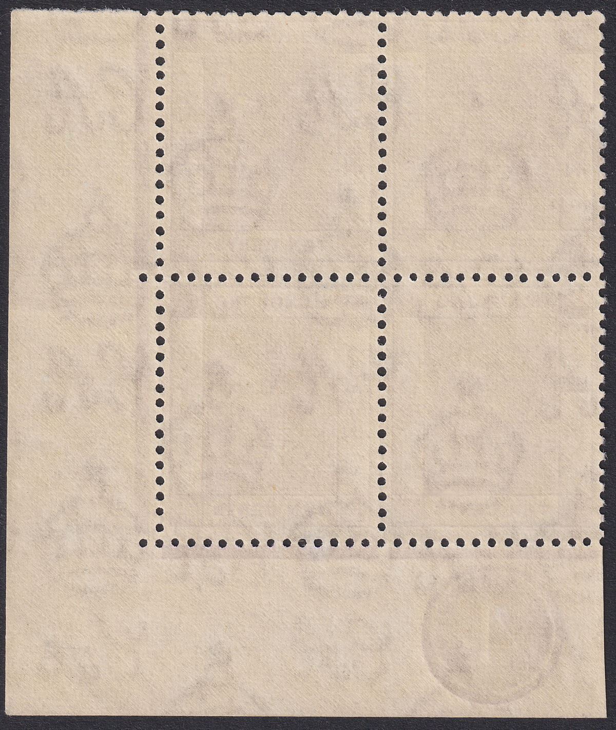 Hong Kong 1946 KGVI 10c Pale Lilac Plate 4 Corner Block of 4 UM Mint SG145c MNH