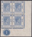 Click for more photos and details Hong Kong 1946 KGVI 30c Blue Plate 1 Corner Block of 4 Mint SG152