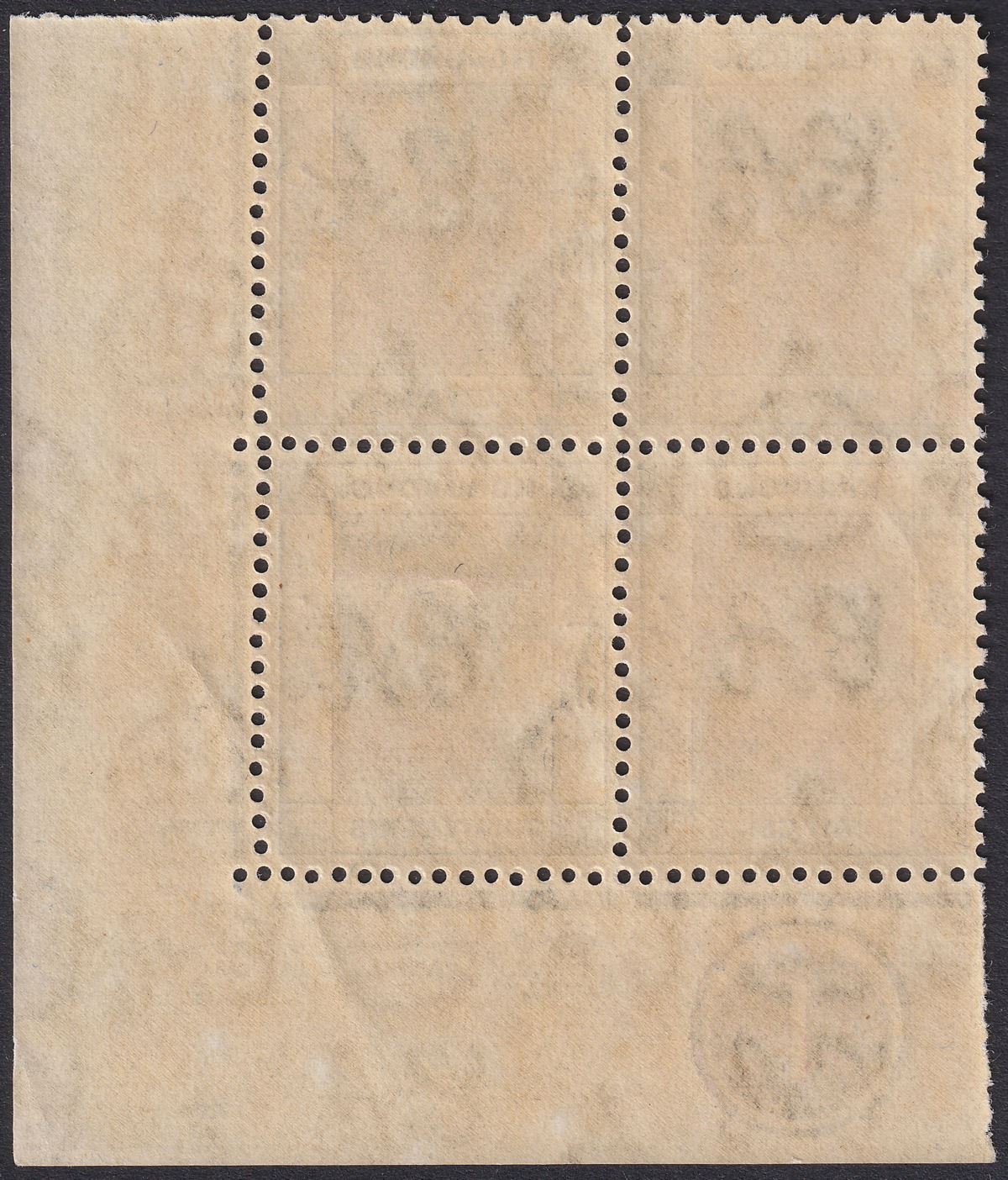 Hong Kong 1946 KGVI 30c Blue Plate 1 Corner Block of 4 Mint SG152