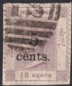 Hong Kong 1880 QV 5c Surcharge on 18c Lilac Used Shanghai S1 pmk SG Z788 cat £75