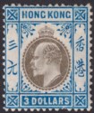 Click for more photos and details Hong Kong 1905 KEVII $3 Slate and Dull Blue Mint SG88 cat £350 perf faults