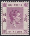 Click for more photos and details Hong Kong 1938 KGVI 50c Purple Mint SG153