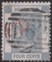 Click for more photos and details Hong Kong 1863 QV 4c Grey Used with Red PD Mark and B62 Postmark