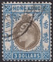 Hong Kong 1905 KEVII $3 Slate and Dull Blue Used SG88 cat £350
