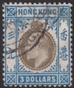 Click for more photos and details Hong Kong 1905 KEVII $3 Slate and Dull Blue Used SG88 cat £350