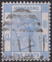 Click for more photos and details Hong Kong 1880 QV 5c Blue Used with A1 Postmark Amoy SG Z29 cat £100