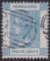 Click for more photos and details Hong Kong 1863 QV 12c Blue Used with D27 Postmark Amoy SG Z12 cat £25