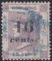 Click for more photos and details Hong Kong 1876 QV 16c on 18c Used F1 Blue Postmark Foochow SG Z325 c£325 TORN