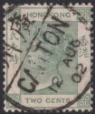 Hong Kong 1902 QV 2c Green Used with Chinese Canton Bilingual Postmark