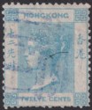 Click for more photos and details Hong Kong 1863 QV 12c Blue Used Violet F1 Postmark Foochow SG Z317 cat £22