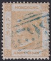 Click for more photos and details Hong Kong 1862 QV 8c Yellow-Buff Used SG2 cat £90 with Blue B62 Postmark
