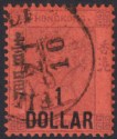 Click for more photos and details Hong Kong 1891 QV $1 on 96c Used SG50 with part Austrian? Ship? Mark