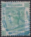 Click for more photos and details Hong Kong 1865 QV 24c Green Used w Yokohama Y1 postmark in Blue SG Z38 PO Japan