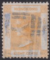 Click for more photos and details Hong Kong 1865 QV 8c Orange Used w Yokohama Y1 postmark Navy Blue SG Z35 Japan