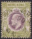 Hong Kong 1903 KEVII $1 Purple and Sage-Green Used SG72 cat £30