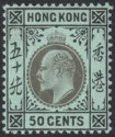 Click for more photos and details Hong Kong 1911 KEVII 50c Black on Green Mint SG98 cat £50 surface mark