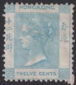 Click for more photos and details Hong Kong 1862 QV 12c Pale Greenish Blue Mint SG3 cat £650 with corner adhesion