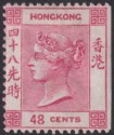 Click for more photos and details Hong Kong 1865 QV 48c Rose-Carmine Unused SG17a cat £950 as mint