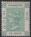 Click for more photos and details Hong Kong 1864 QV 24c Green Unused SG14 cat £650 as mint