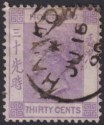 Hong Kong 1890 QV 30c Mauve Used with HANKOW code * Postmark SG Z435 cat £150