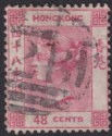 Click for more photos and details Hong Kong 1865 QV 48c Rose-Carmine Used SG17a cat £38 with 62B Postmark