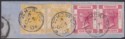 Hong Kong 1902 QV 5c x2 + 4c Pair Used on Piece FOOCHOWFOO Postmark + part R