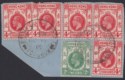 Hong Kong 1916 KGV 4c x5 + 2c Used on Piece BPO / FOOCHOW Postmarks SG Z400 Z401