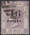 Click for more photos and details Hong Kong 1877 QV 16c on 18c Lilac Surcharge Used SG20 cat £150