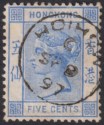 Hong Kong 1897 QV 5c Blue Used HOIHOW Code C Postmark worn LKD SG Z566 cat £60