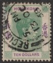 Click for more photos and details Hong Kong 1938 KGVI $10 Green and Violet Used SG161 cat £140