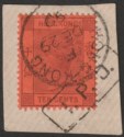 Click for more photos and details Hong Kong 1899 QV 10c Used on Piece with HK code F Postmark + Amoy IPO Mark